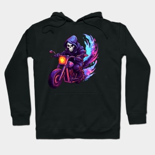 Cute Grim Reaper on Motorcycle Hoodie